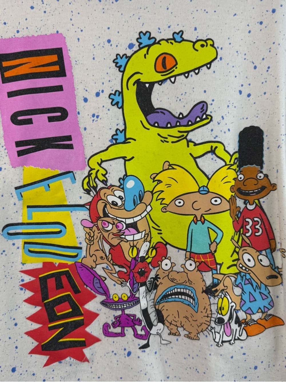 Nickelodeon tshirt Graphic Tee White Speckled Rugrats & Cartoon characters - Picture 3 of 7